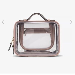 Calpak Clear Travel Cosmetic Bag with Blush Trim